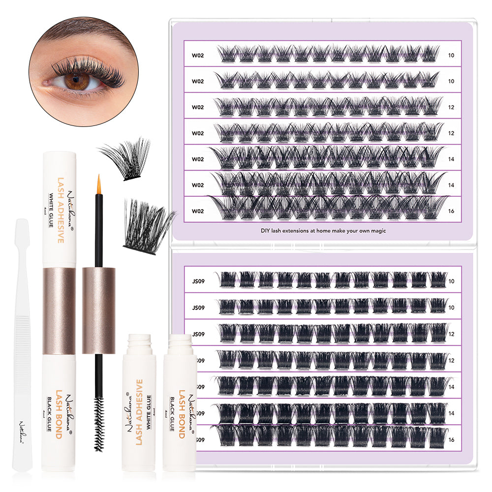 NATUHANA 20D 30D 40D 50D 60D 80D Cluster Eyelashes DIY Individual Lashes Russian Premade Volume Fan Faux Cils for Makeup Tool