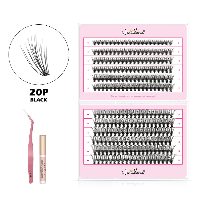 NATUHANA 20D 30D 40D 50D 60D 80D Cluster Eyelashes DIY Individual Lashes Russian Premade Volume Fan Faux Cils for Makeup Tool