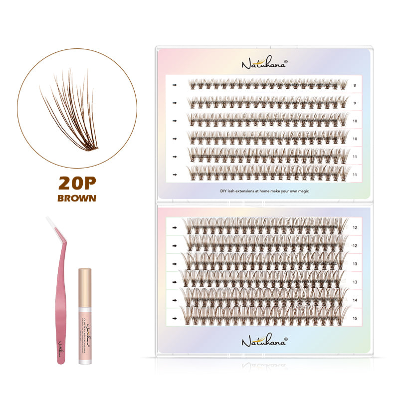 NATUHANA 20D 30D 40D 50D 60D 80D Cluster Eyelashes DIY Individual Lashes Russian Premade Volume Fan Faux Cils for Makeup Tool