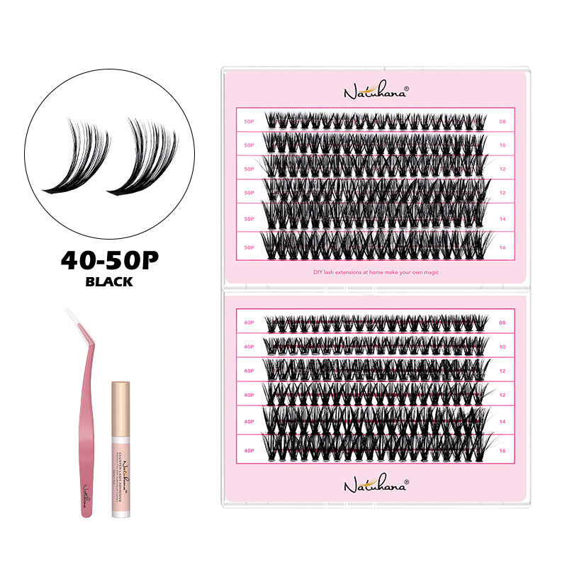 NATUHANA 20D 30D 40D 50D 60D 80D Cluster Eyelashes DIY Individual Lashes Russian Premade Volume Fan Faux Cils for Makeup Tool