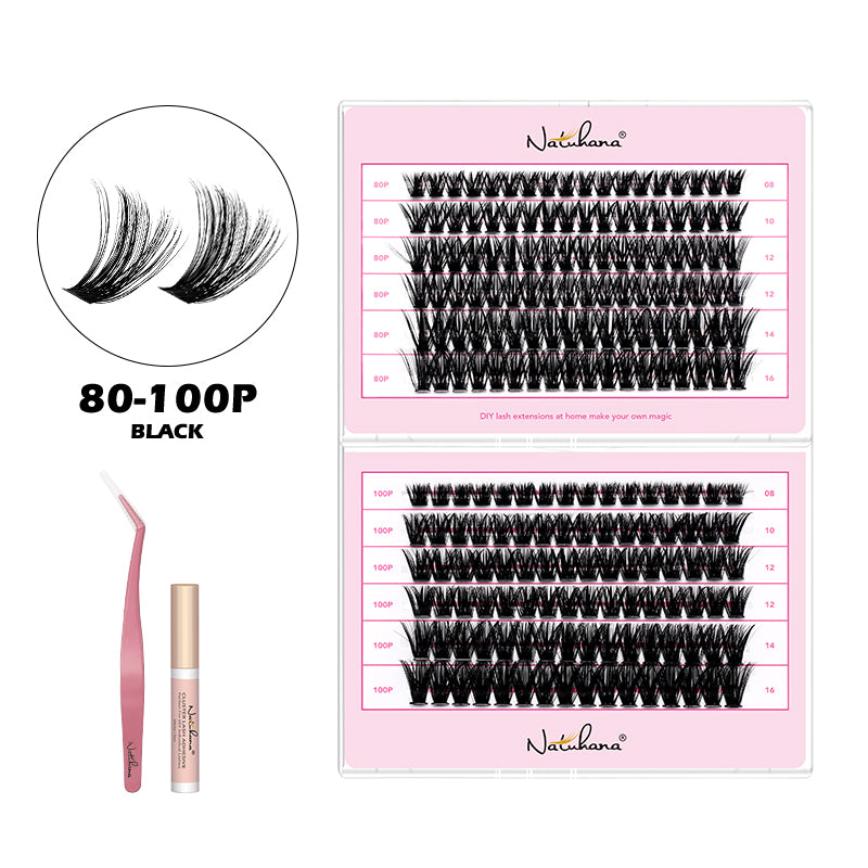 NATUHANA 20D 30D 40D 50D 60D 80D Cluster Eyelashes DIY Individual Lashes Russian Premade Volume Fan Faux Cils for Makeup Tool