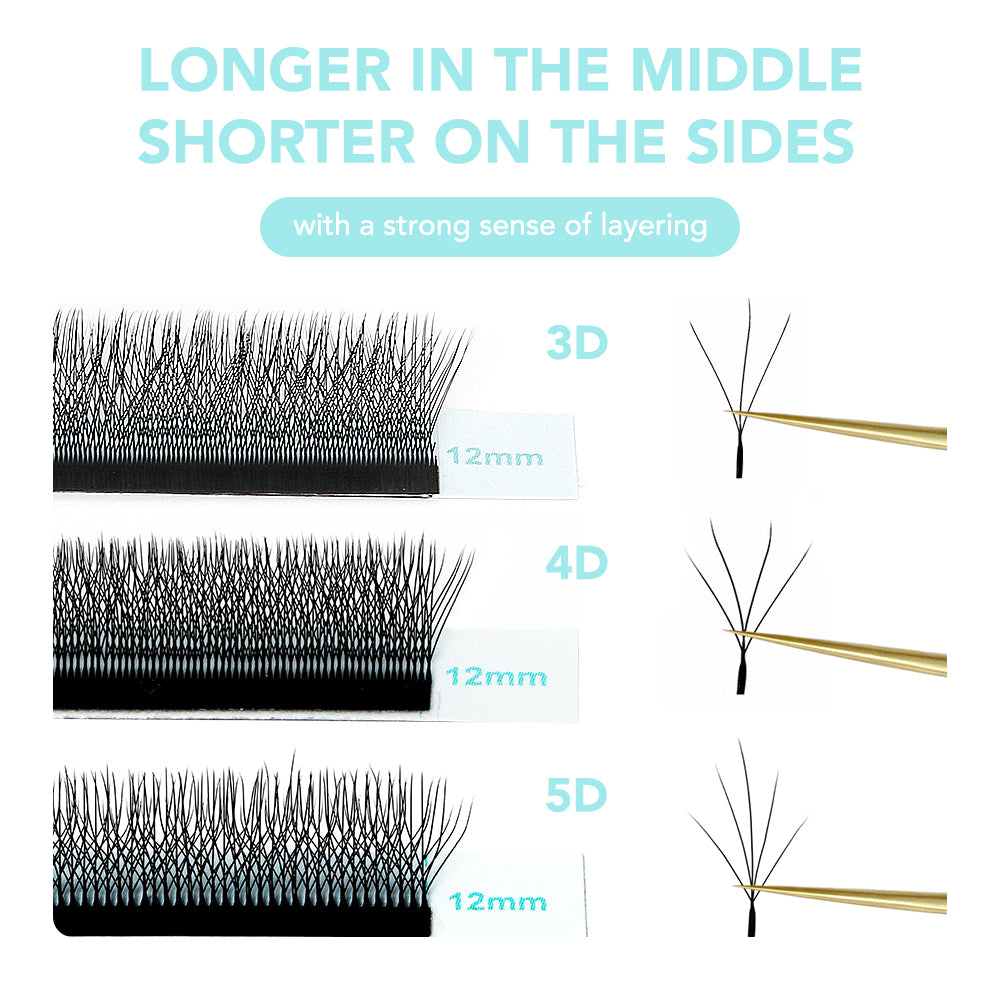 NATUHANA W-shaped 3D Camellia Premade Volume Fan Lashes 0.07mm C D Curl Lashes Natural Soft False Eyelashes for Makeup