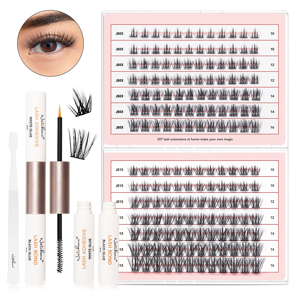 NATUHANA 20D 30D 40D 50D 60D 80D Cluster Eyelashes DIY Individual Lashes Russian Premade Volume Fan Faux Cils for Makeup Tool