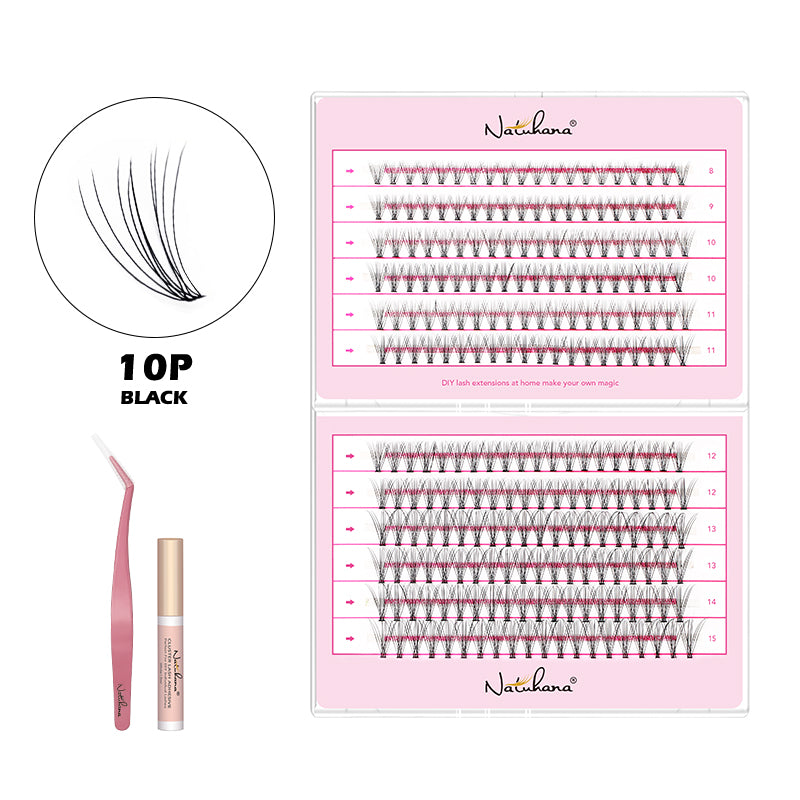NATUHANA 20D 30D 40D 50D 60D 80D Cluster Eyelashes DIY Individual Lashes Russian Premade Volume Fan Faux Cils for Makeup Tool