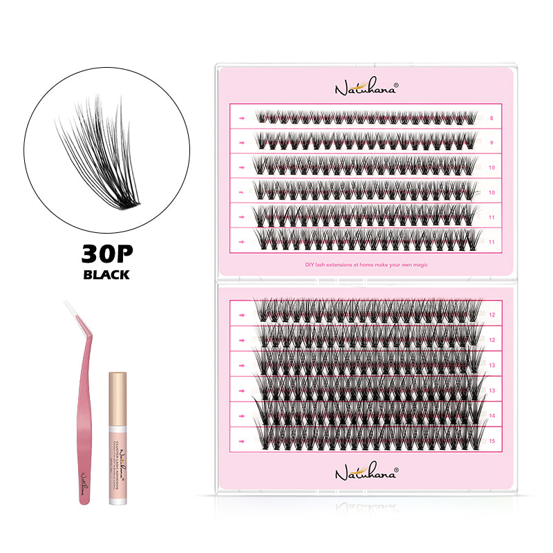 NATUHANA 20D 30D 40D 50D 60D 80D Cluster Eyelashes DIY Individual Lashes Russian Premade Volume Fan Faux Cils for Makeup Tool