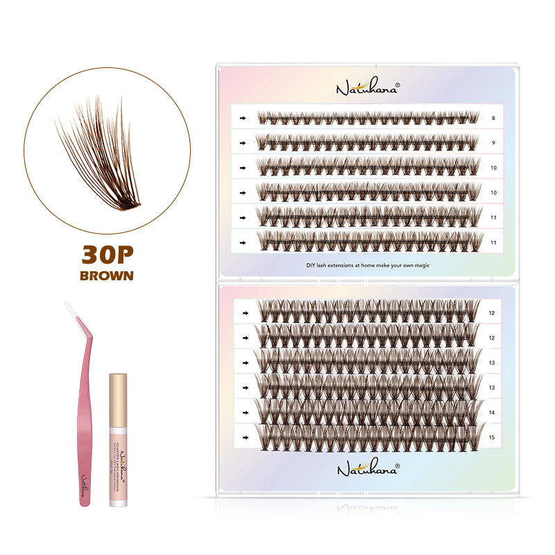 NATUHANA 20D 30D 40D 50D 60D 80D Cluster Eyelashes DIY Individual Lashes Russian Premade Volume Fan Faux Cils for Makeup Tool