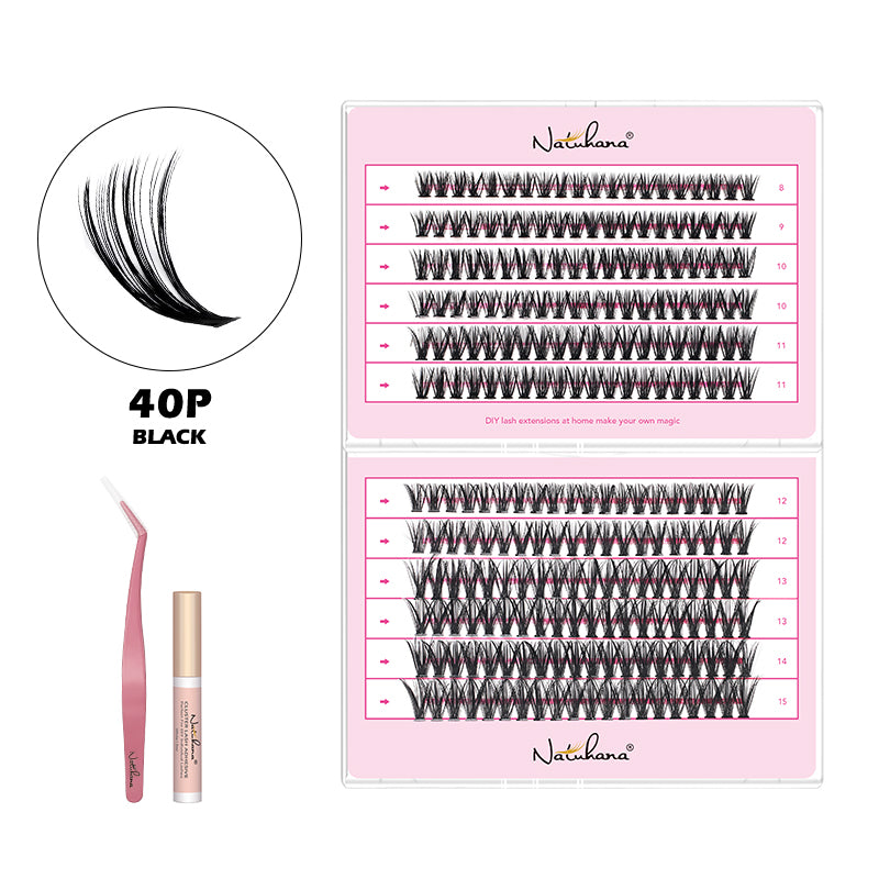 NATUHANA 20D 30D 40D 50D 60D 80D Cluster Eyelashes DIY Individual Lashes Russian Premade Volume Fan Faux Cils for Makeup Tool
