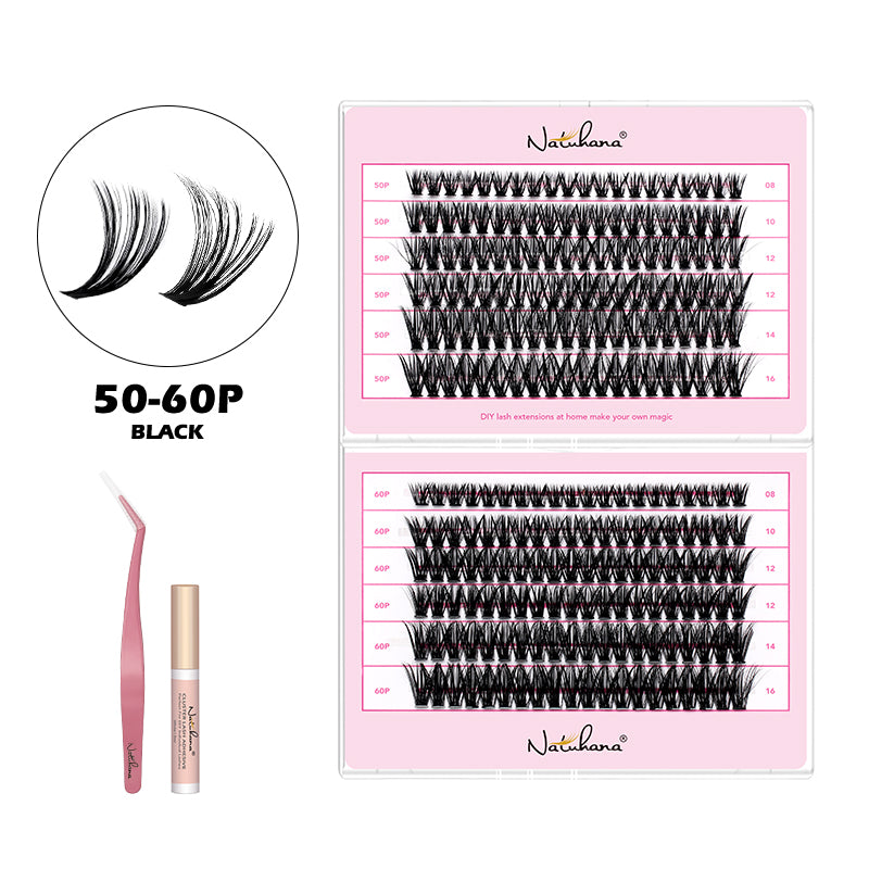 NATUHANA 20D 30D 40D 50D 60D 80D Cluster Eyelashes DIY Individual Lashes Russian Premade Volume Fan Faux Cils for Makeup Tool
